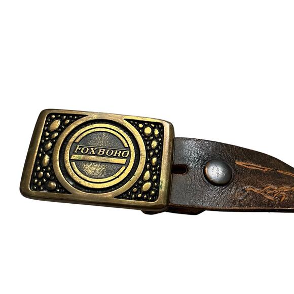Vintage 80s‎ Brown Foxboro Leather Belt Tooled // Size 36 - Picture 4 of 5